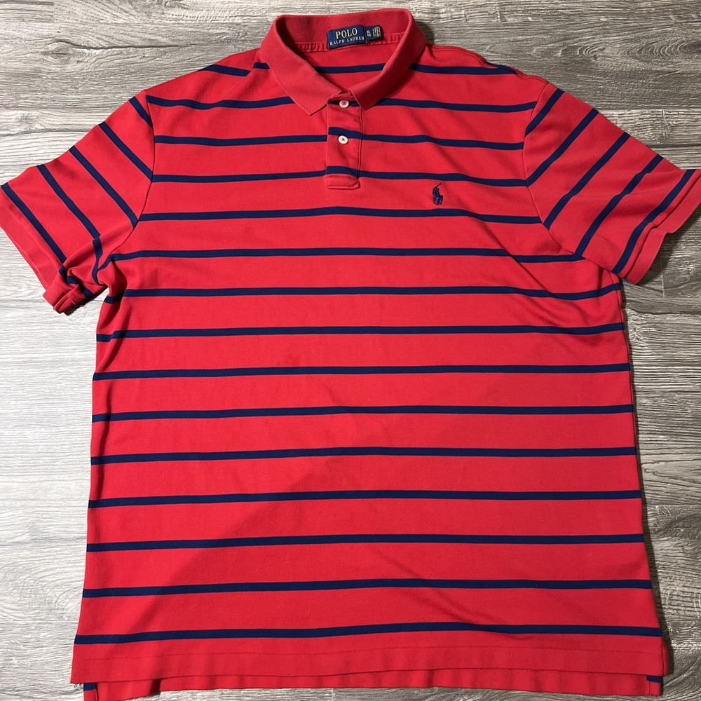 Lot Of 2 Polo Ralph Lauren Striped Short Sleeve Polo Shirts Men's Size XL - Picture 2 of 15